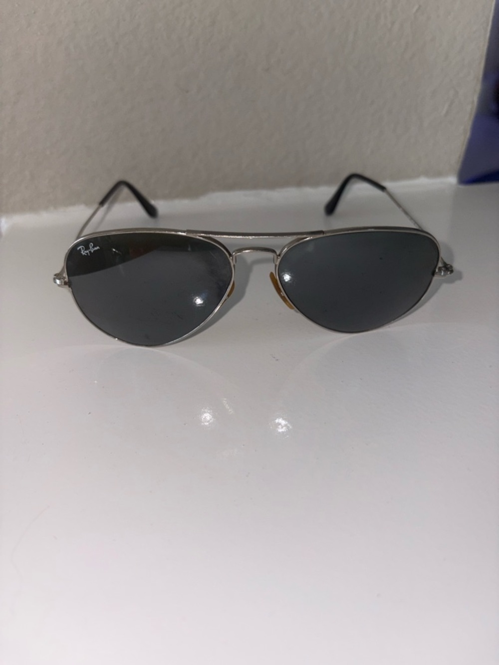 Ray-Ban aviators classic Silver Frame Black Lens Sunglasses